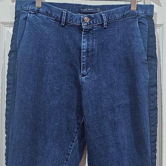 ZARA MAN Dark Wash Denim Pants Side Panel Detail Size 32 - Picture 2 of 8